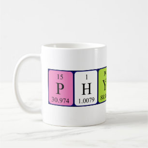Mug Mémoire de nom de table périodique physique