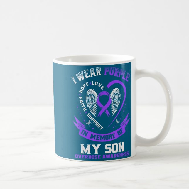 Mug Mémoire violette mon fils ruban de sensibilisation (Droite)