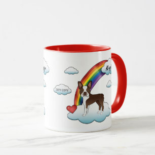 Mug Mémorial Arc-en-Ciel Boston Terrier Brun au Chocol