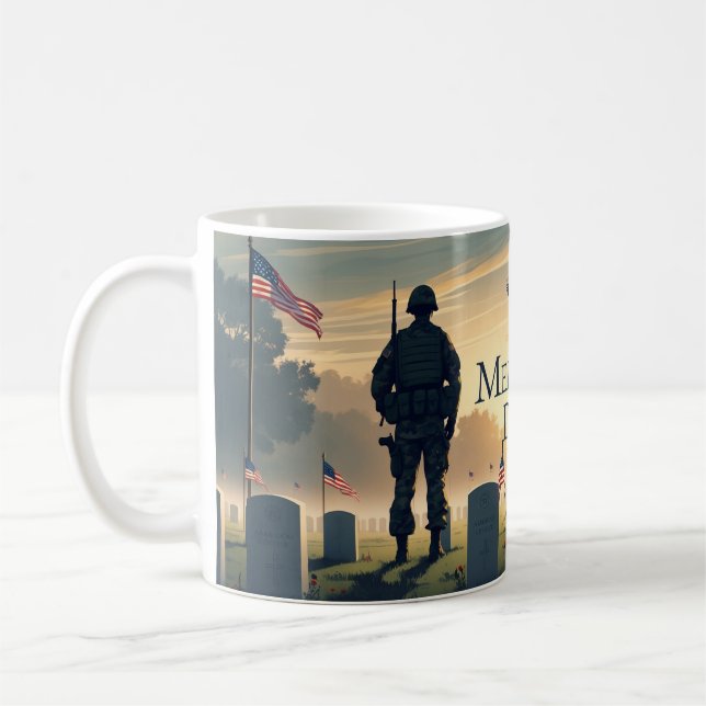 Mug Memorial Day Hommage oeuvre d'art - Honorer Americ (Gauche)