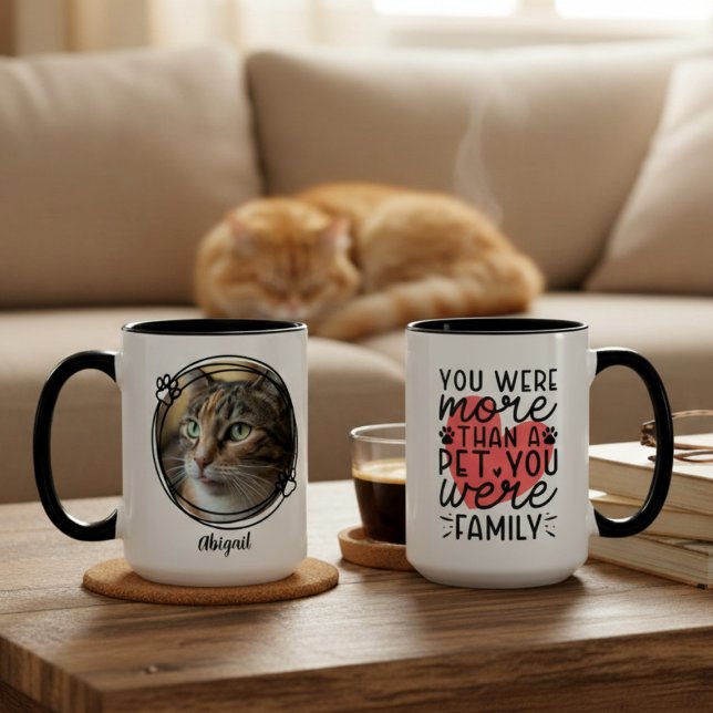Mug Mémorial de compagnie sincère Photo de souvenir af (More than a pet you were family cat mug — heartfelt memorial gift idea for the cat dad in your life)