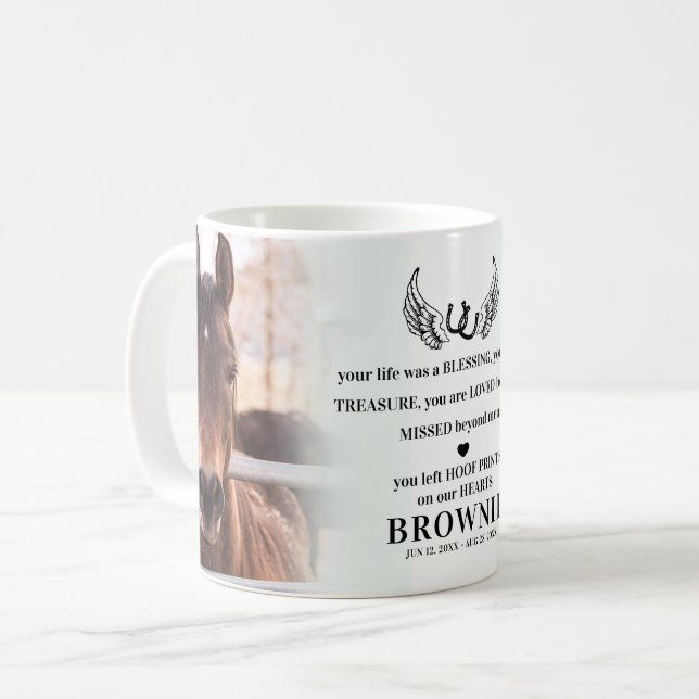 Mug Mémorial de perte d'animal de compagnie Cheval Mod (Devant gauche)