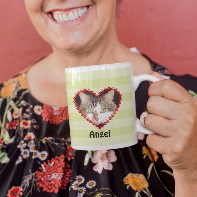 Mug Mémorial des empreintes de pattes de photos de cha (Créateur téléchargé)