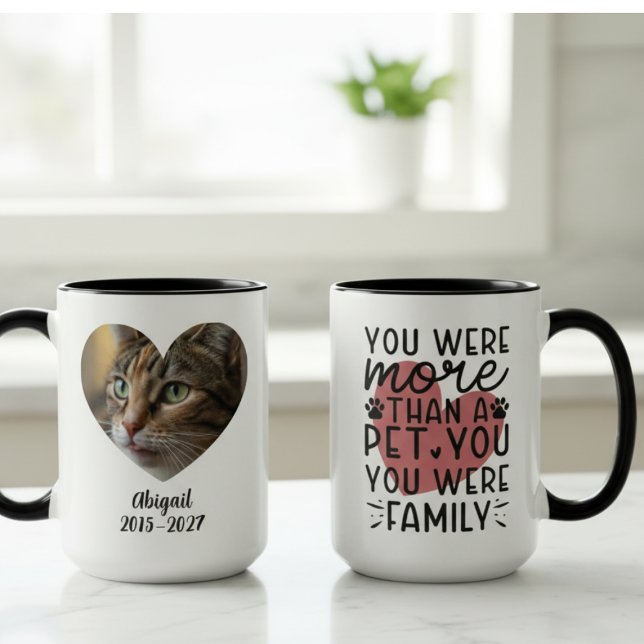 Mug Mémorial Photo de Compagnie à l'Affection Sincère (More than a pet you were family cat mug — heartfelt memorial gift idea for the cat dad in your life)