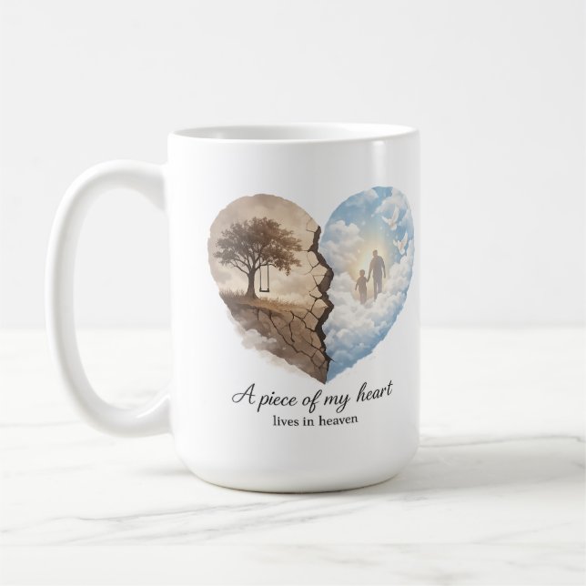 Mug Mémorial Un morceau de mon cœur vit au ciel  (Gauche)
