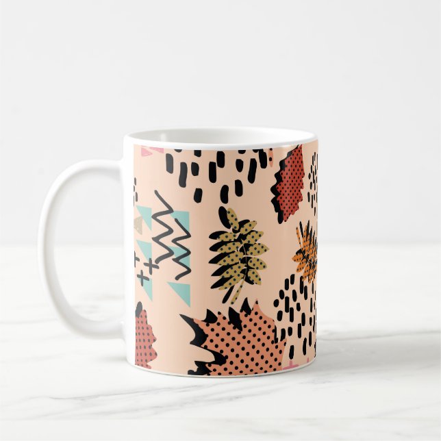 Mug Memphis automne feuillage et feuilles avec géomet (Gauche)
