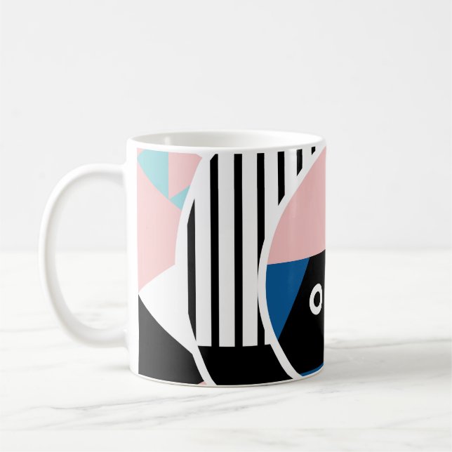 Mug Memphis design d'affiche abstrait. Marque géométri (Gauche)