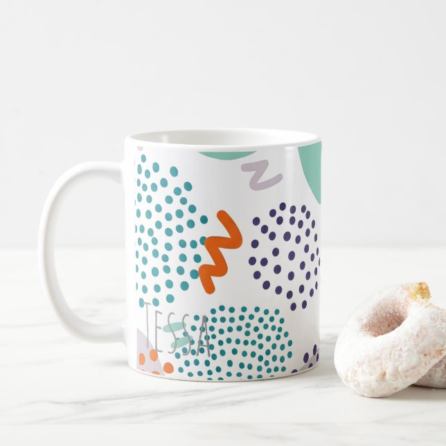 Mug Memphis Style Pebble Bright Rétro 90s Art Abstrait (Avec donut)