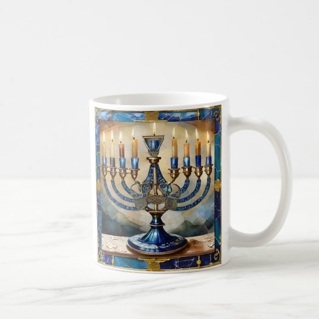 Mug Menorah de Hanukkah bleue (Droite)