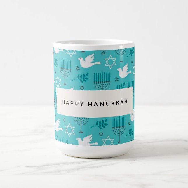 Mug Menorah de la fête de Hanukkah Colombe Turquoise J (Centre)