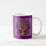 Mug Menorah Jaune Purple Faux Parties scintillant<br><div class="desc">Belle Mug De Café Avec Menorah Jaune Purple Faux Parties scintillant Conception</div>