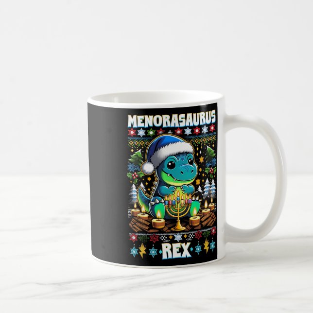 Mug Menorasaurus Rex Dino Trex Pull Ugly de Noël  (Droite)