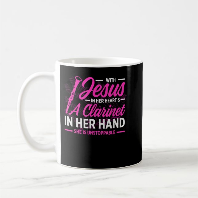 Mug Mens Avec Jésus Dans Son Coeur _ Un Clarinet À La  (Gauche)