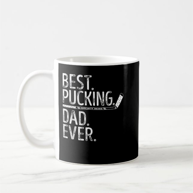 Mug Mens Hockey sur glace Meilleur Pucking Papa Jamais (Gauche)