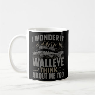 Mug Mens Je Me Demande Si Walleye Pense À Moi Drôle