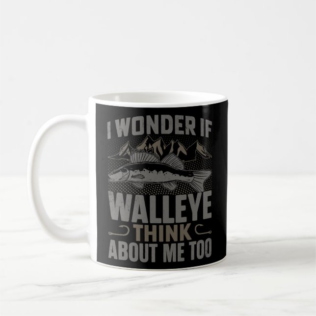 Mug Mens Je Me Demande Si Walleye Pense À Moi Drôle (Gauche)