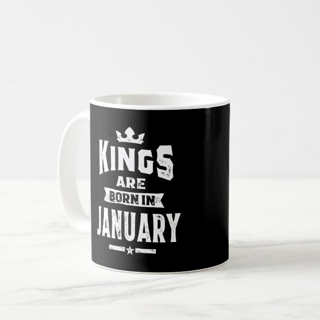 Mug Mens Kings Sont Nés En Janvier Cadeaux Anniversair (Devant gauche)