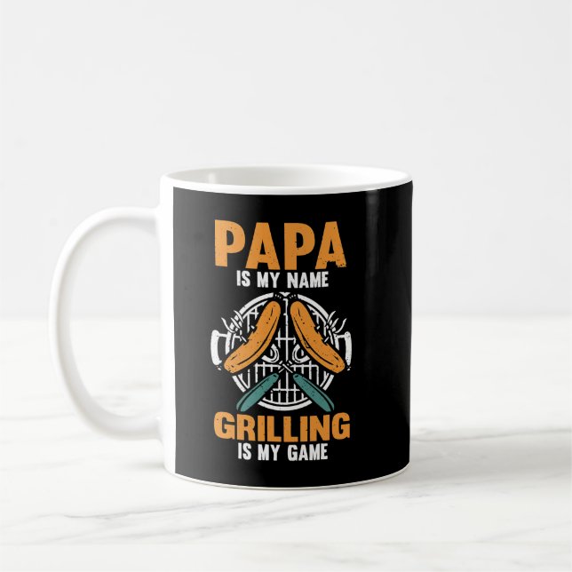 Mug Mens Papa Est Mon Nom Griller Est Mon Jeu Amusant  (Gauche)