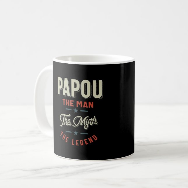 Mug Mens Papou Shirt Don : L'Homme Le Mythe La Légende (Devant gauche)