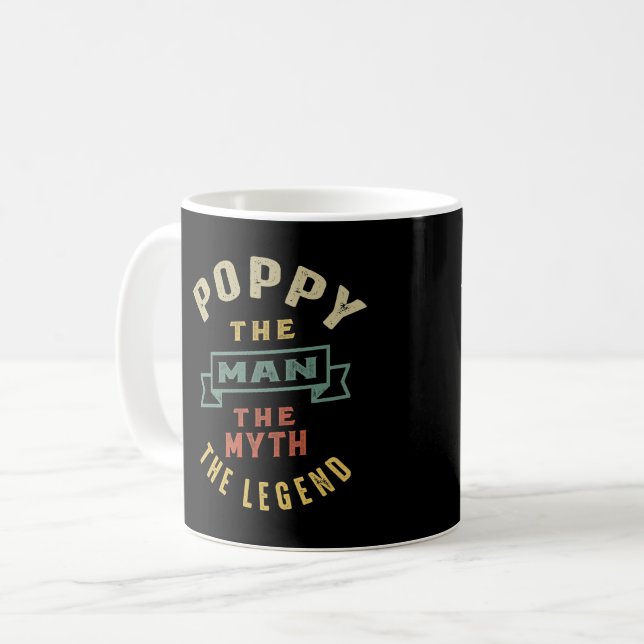Mug Mens Poppy L'Homme Mythe Légende Père Cadeau (Devant gauche)