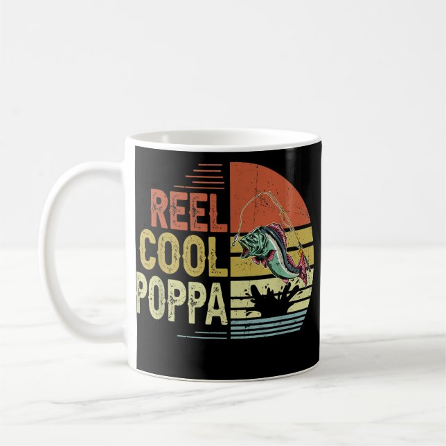 Mug Mens Vintage Poppa Reel Cool Poppa Fisherman (Gauche)