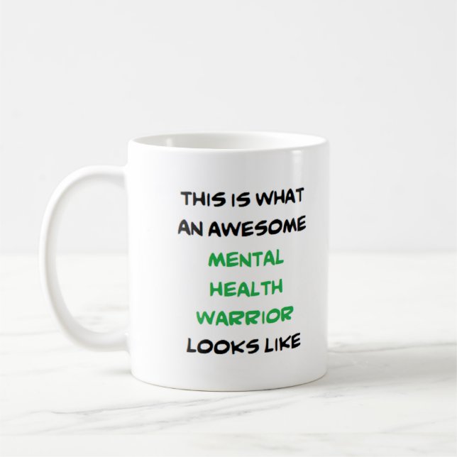 Mug mental health warrior, awesome (Gauche)