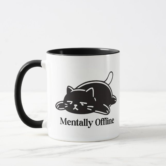 Mug Mentally Offline Funny Introvert Mood Design (Gauche)