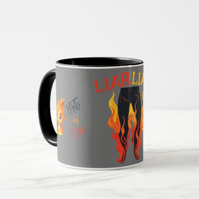 Mug Menteur, Menteur, Pantalon en Feu (Devant gauche)