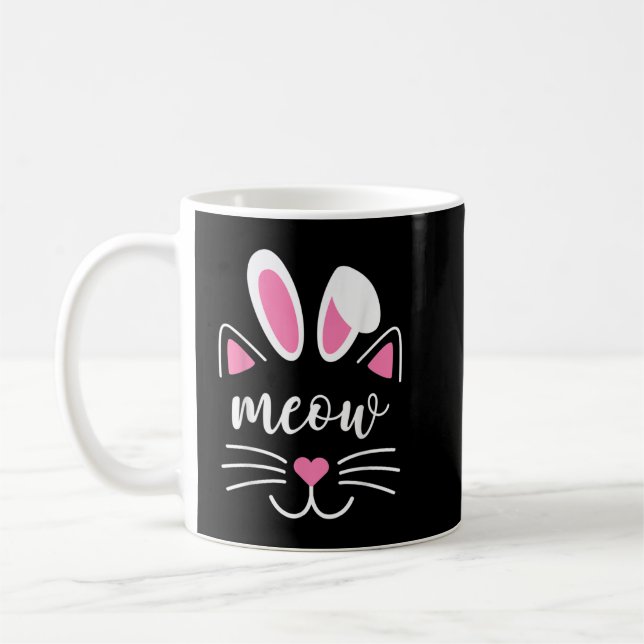 Mug Meow Chat Face Jour de Pâques Lapin Oreilles Chemi (Gauche)