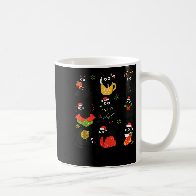 Mug Meow Christmas Xmas Lights Black Cat Pajamas Famil (Droite)