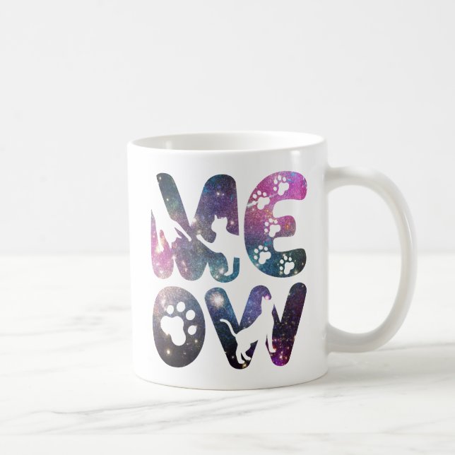 Mug Meow - Cute Cat Silhouettes et Empreintes de patte (Droite)