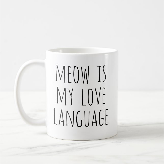 Mug Meow est mon langage d'amour Texte minimal Chat (Gauche)