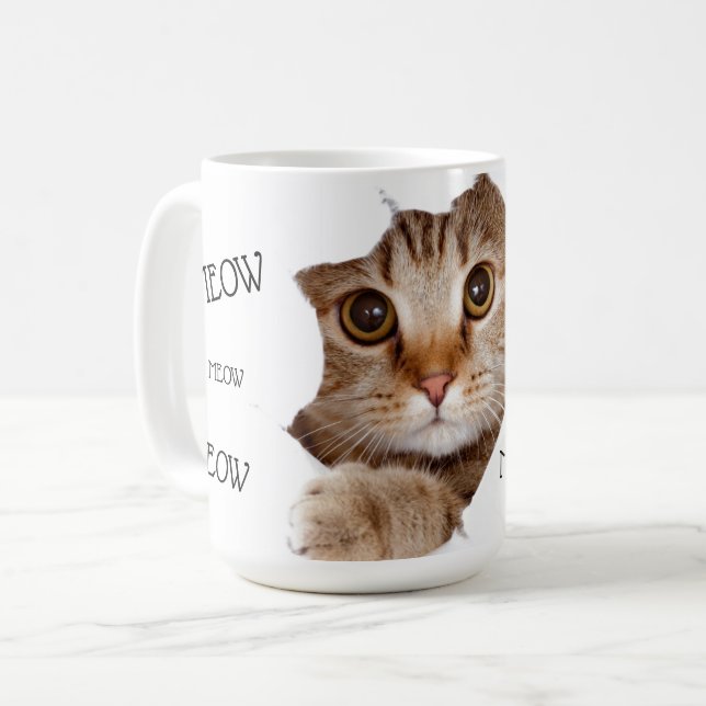 Mug Meow Smell Nip Funny Chat Photo (Devant gauche)