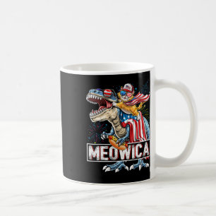 Mug Meowica Cat T Rex Dinosaur 4 juillet Fl américain