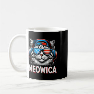 Mug Meowica patriotique 4 juillet Chat Drapeau América