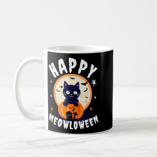 Mug Meowloween Citrouilles de Chat Noir Joyeux Hallowe (Gauche)
