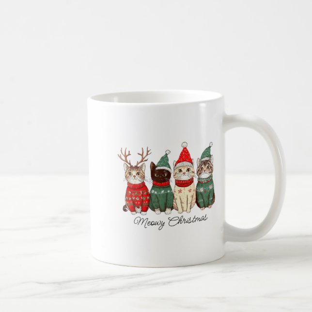 Mug Meowy Catmas Cat Christmas Lights Xmas Pajamas Cat (Droite)
