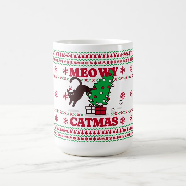 Mug Meowy Catmas Conception de vacances - Festive et a (Centre)