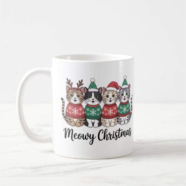 Mug Meowy Christmas Café | Amoureux des chats de vacan (Gauche)