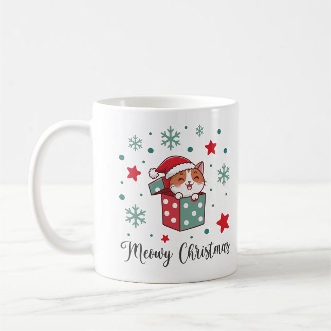 Mug Meowy Christmas Cat Lover Gift Cute Festive Animal (Gauche)