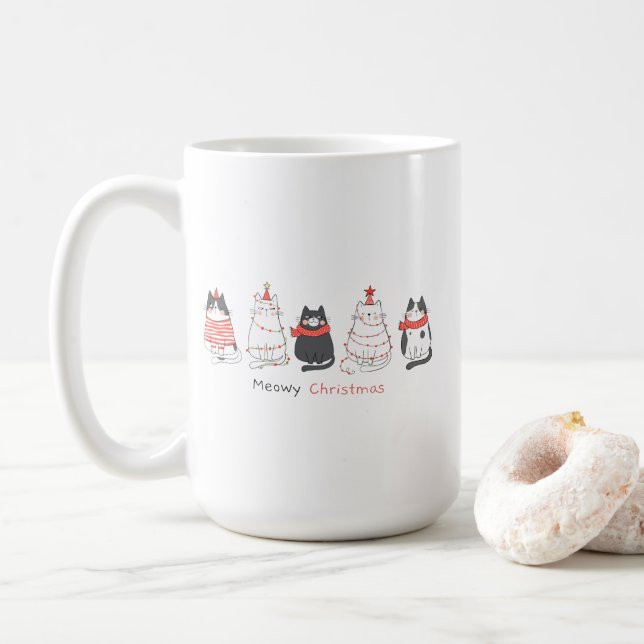 Mug Meowy Christmas Cats (Avec donut)