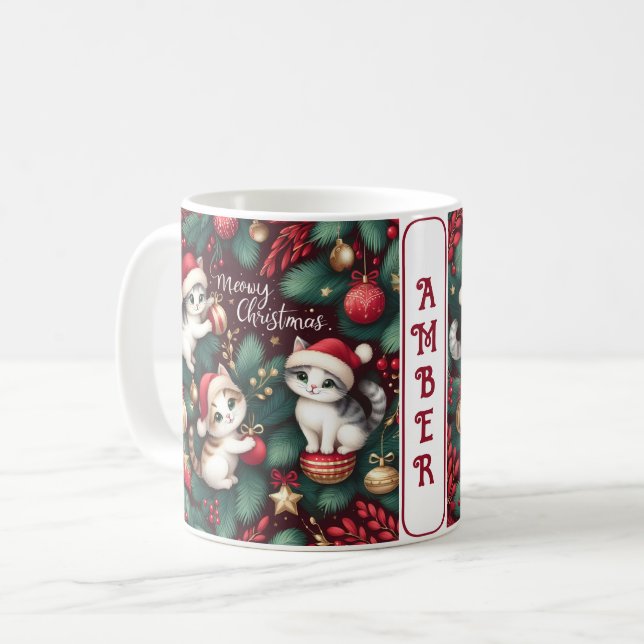 Mug Meowy Christmas - Personnalisé (Devant gauche)