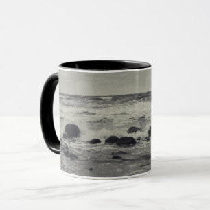 Mug Mer tumultueuse en noir et blanc