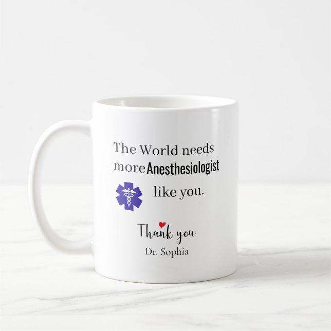 Mug Merci Anesthésiste Nom Personnalisé (Gauche)