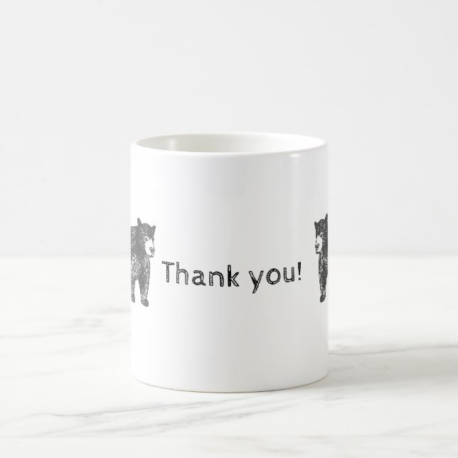 Mug Merci Appréciation Ours Noir Artistique (Centre)
