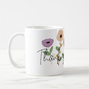 Mug Merci Beaucoup Fleurs Reconnaissantes Avec Remerci
