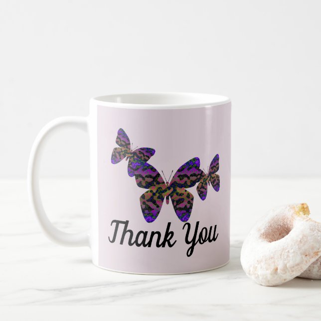 Mug Merci Beaux Papillons Vivid Appréciation (Avec donut)