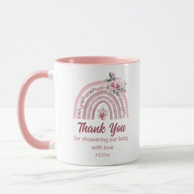 Mug merci boho rose arc-en-ciel baby shower botanique