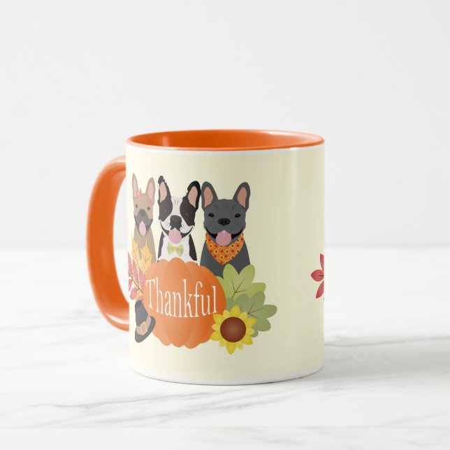 Mug Merci Bulldogs français Thanksgiving (Devant gauche)