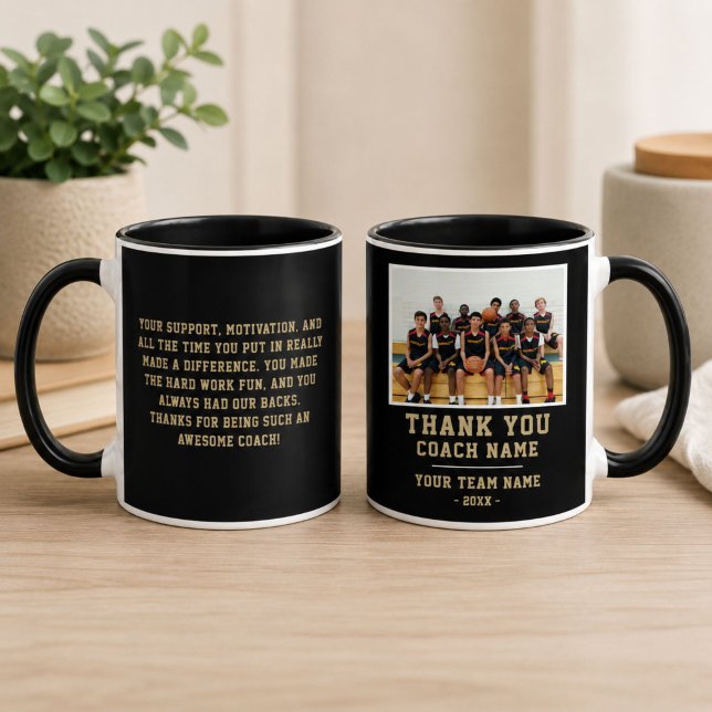 Mug Merci Coach Équipe Nom Photo (Créateur téléchargé)